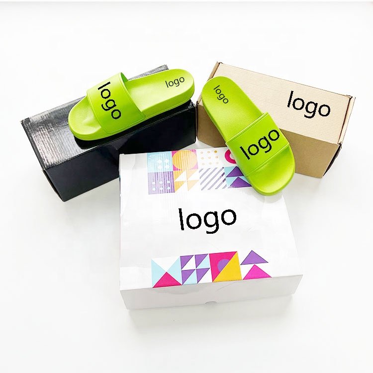 2023 Wholesale Manufacturers Design Green Slipper Slides With Box PVC Slippers Sandals Women Custom Logo Home Slippers