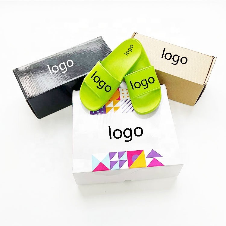2023 Wholesale Manufacturers Design Green Slipper Slides With Box PVC Slippers Sandals Women Custom Logo Home Slippers