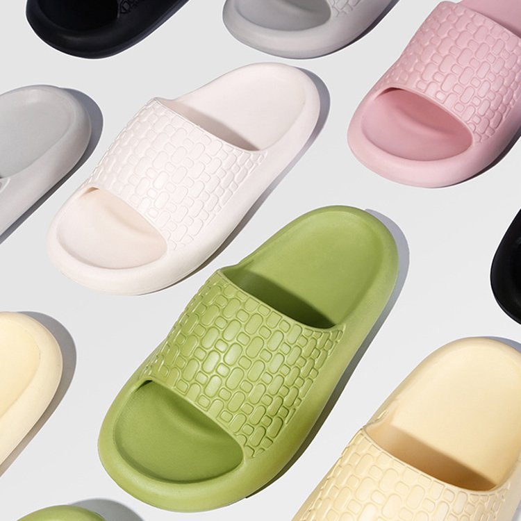 Fashion Open Toe Sandals Solid Color Thickened Sole EVA Cloud Slides Pillow Slippers for Women