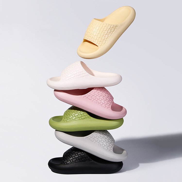 Fashion Open Toe Sandals Solid Color Thickened Sole EVA Cloud Slides Pillow Slippers for Women