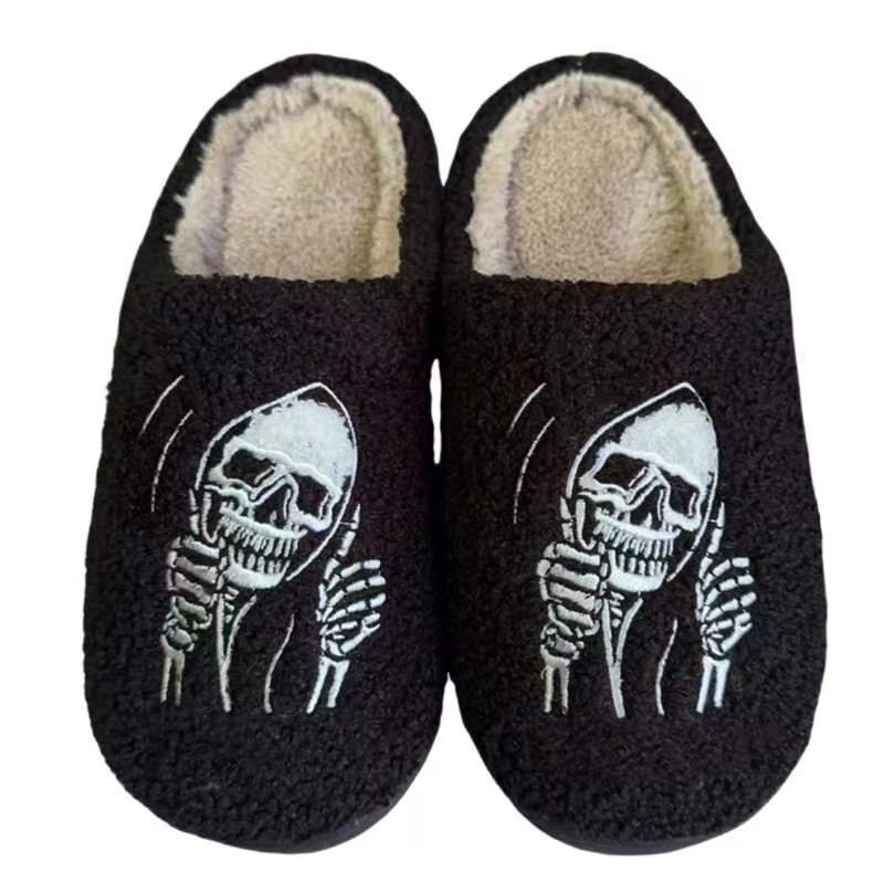 Cute Fuzzy Mushroom Bad Bunny Sad Heart Evil Eye Leopard Smile Slippers Slides Ladies Winter Flat Warm Face Smile Slippers