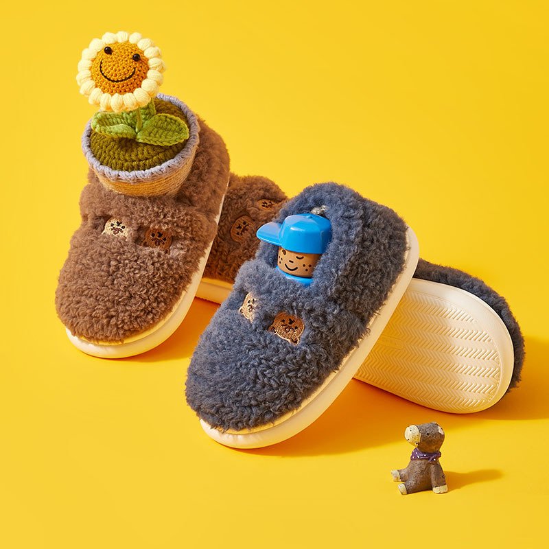 New arrival Sandals Boys Unisex school Slippers girls kids plush furry slippers kids shoes winter Slip On Baby 1- 3 years old