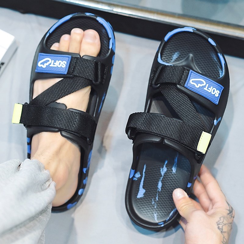 Wholesale men summer plush sandal EVA slip-on shoes with heel teenager mans sporty shoes summer beach slides slippers