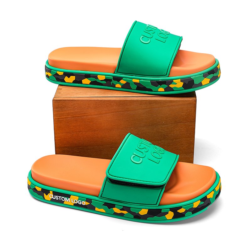 2024 Outdoor Low Moq Flat Custom Logo Men's Sandals Custom Pu Mens Slides Slippers High Quality Slippers For Men