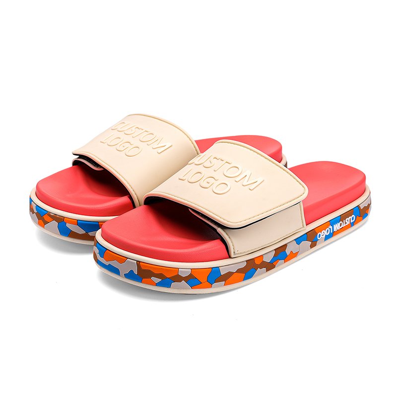 2024 Outdoor Low Moq Flat Custom Logo Men's Sandals Custom Pu Mens Slides Slippers High Quality Slippers For Men