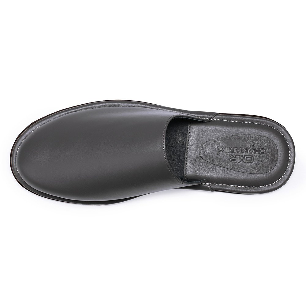 Nappa Leather Slipper Indoor Mens Luxury Slipper Mens Premium Mule Travel Slippers Grey