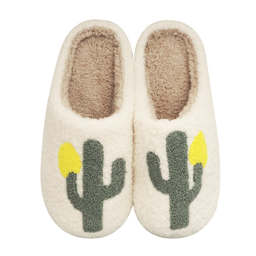 HF 2024 women cactus shape fashion high quality winter warm big cactus slides slippers