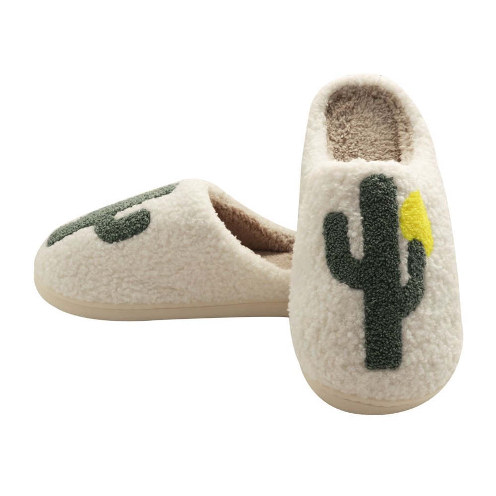 HF 2024 women cactus shape fashion high quality winter warm big cactus slides slippers