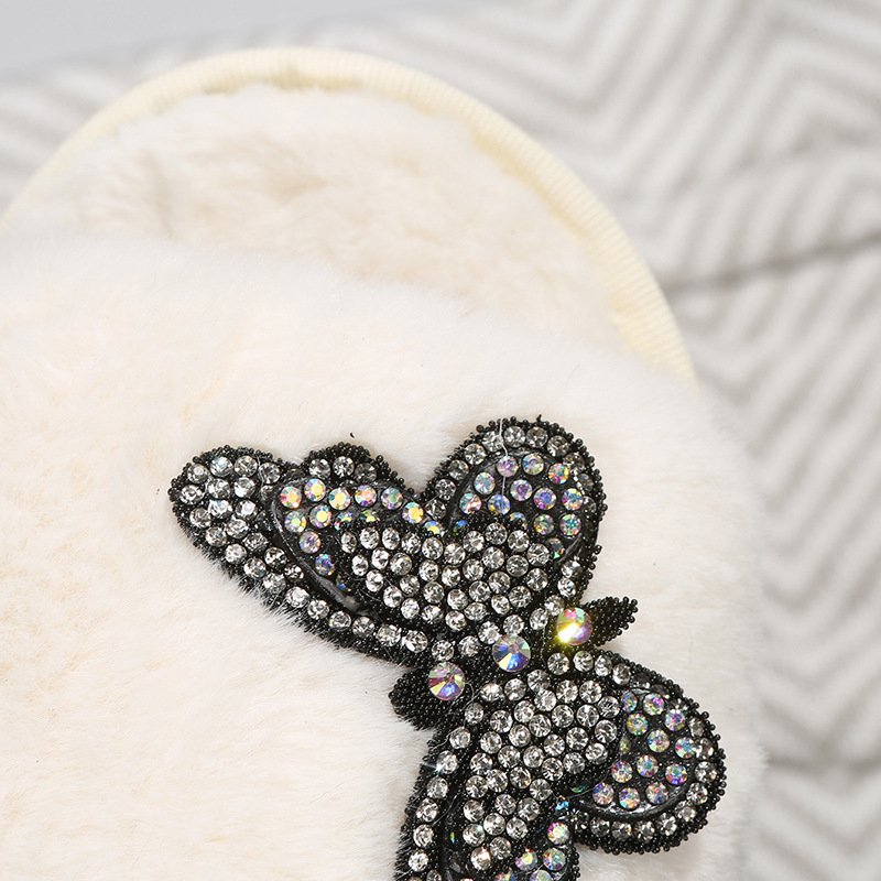 New fashion bedroom warm slides slipper Butterfly design plush home slippers for women new styles 2024