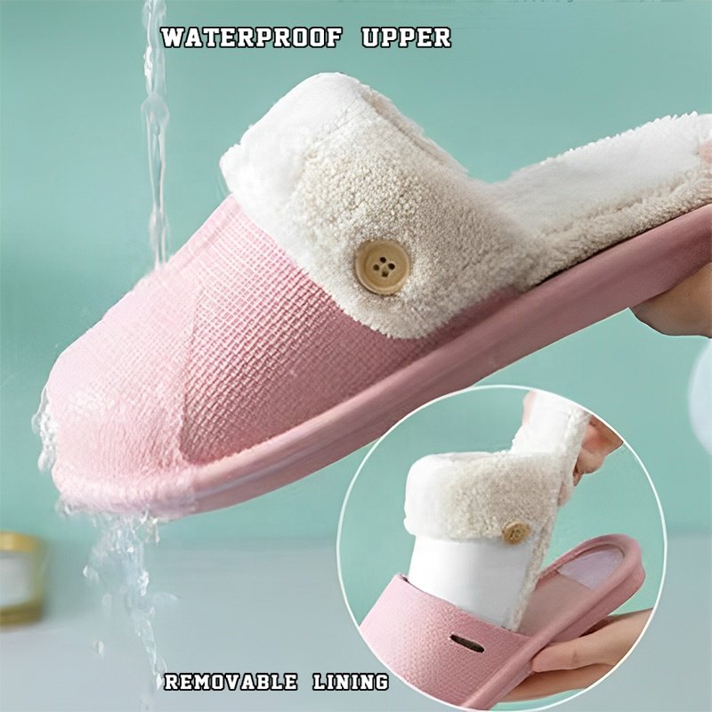 New Removable Cotton Fabric Lining Womens Men Home Winter Warm Plush Mules Slides Slippers Women Men's Custom Logo