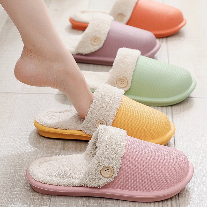 New Removable Cotton Fabric Lining Womens Men Home Winter Warm Plush Mules Slides Slippers Women Men's Custom Logo