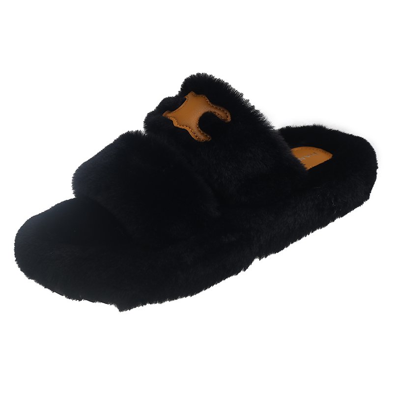 Women's Fashion Soft Indoor Home Fluffy Fuzzy Sheep Skin Slippers Real Wool Fur Open Toe Fur Slides Slippers