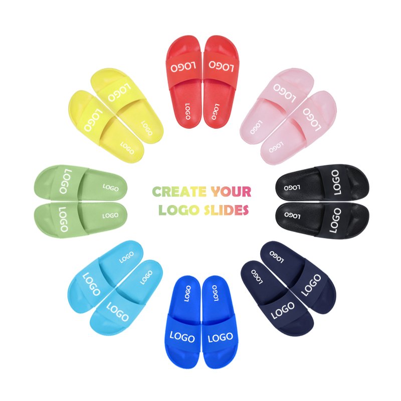 Fast Production Time Custom LOGO PVC Fur Laser Printed Upper Breathable Men Custom LOGO Slippers Slides