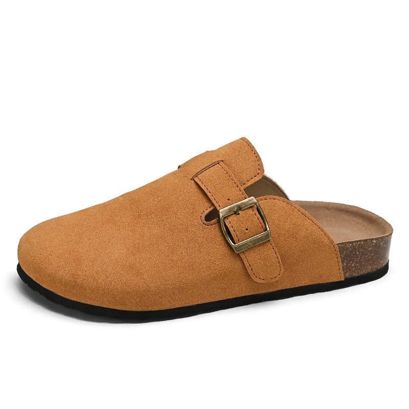 Popular Winter Warm Slippers Cork Boken Baotou Lazy Slippers Embossed Logo Barefoot Light Weight Hard-Wearing Oxford Canvas Fur