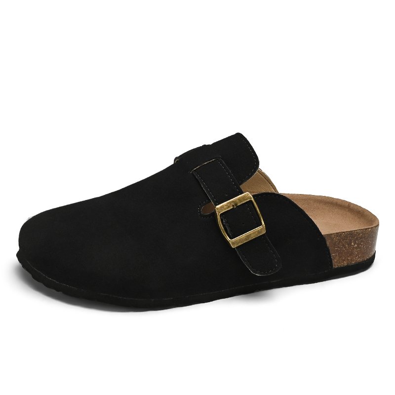 Popular Winter Warm Slippers Cork Boken Baotou Lazy Slippers Embossed Logo Barefoot Light Weight Hard-Wearing Oxford Canvas Fur