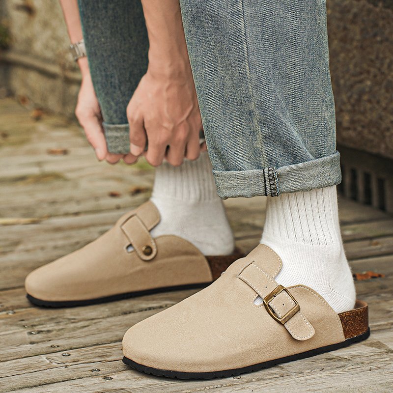 Popular Winter Warm Slippers Cork Boken Baotou Lazy Slippers Embossed Logo Barefoot Light Weight Hard-Wearing Oxford Canvas Fur