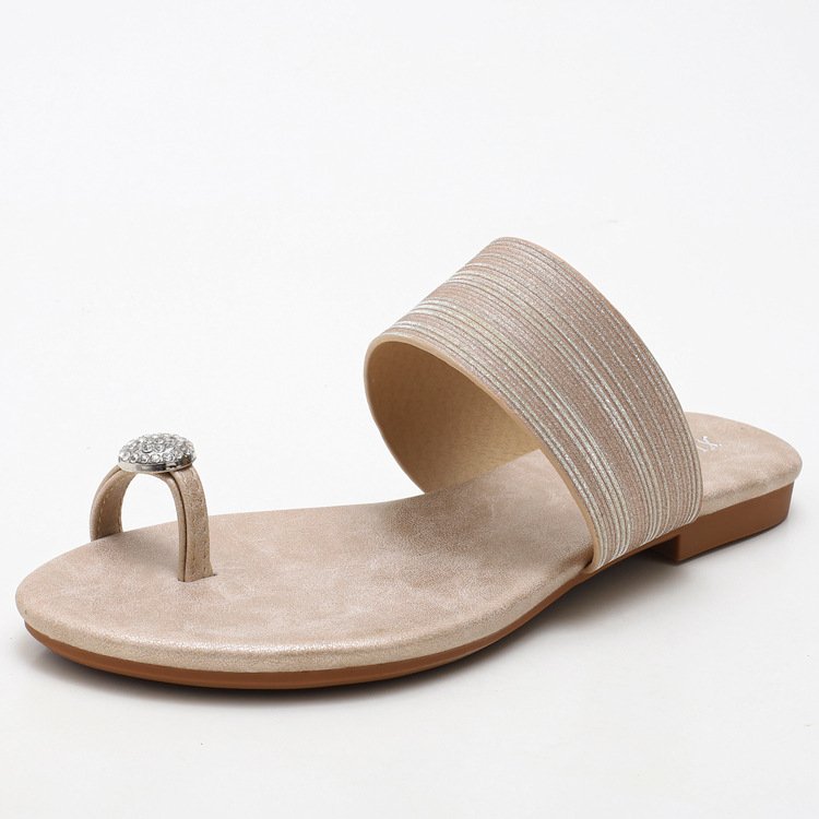 Pu Lining slippers slide sandals beach soft sole flat shoes women slippers rubber soft sole flat toe sandals