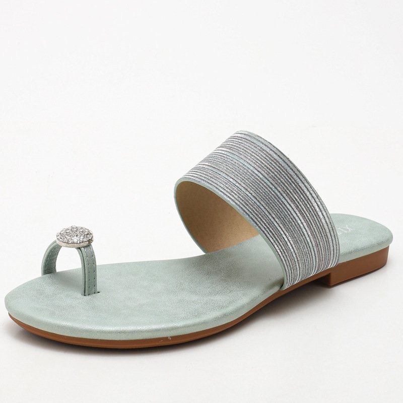 Pu Lining slippers slide sandals beach soft sole flat shoes women slippers rubber soft sole flat toe sandals