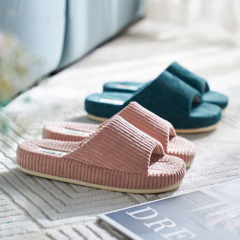 Pantoffels Ladies Comfortable Non Slip Platform Flat Bedroom Slides Slippers Linen For Woman Man Indoor