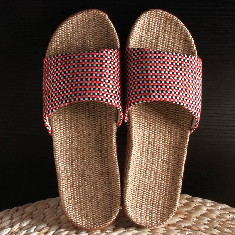 Youerkang new home sandals home indoor non-slip linen slippers men women's slippers factory direct sales