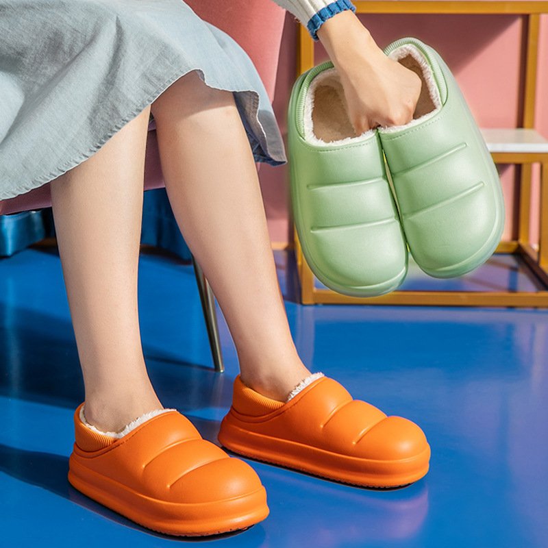 Waterproof cotton slippers thick bottom Women's winter slippers fluffy slippers sandals flip flops Heels womens shoes Sandals