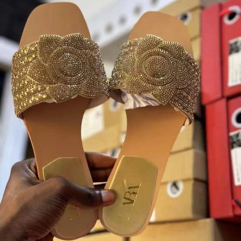 Hot Style High-end Rhinestone Light Slippers For Lady