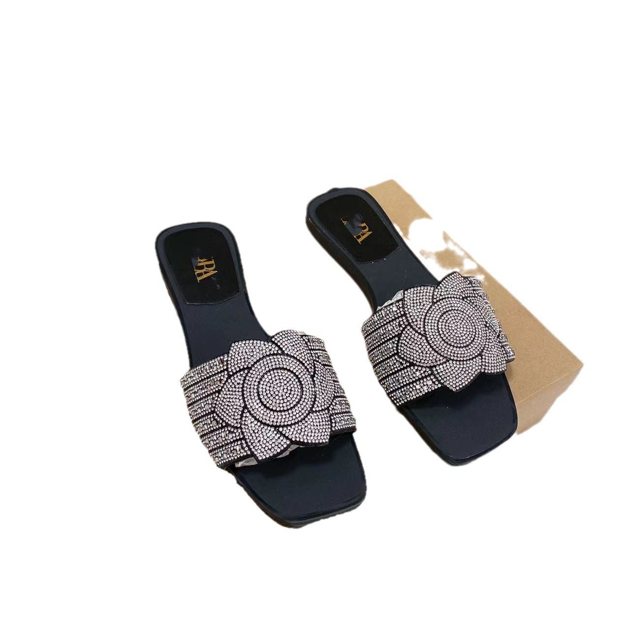 Hot Style High-end Rhinestone Light Slippers For Lady