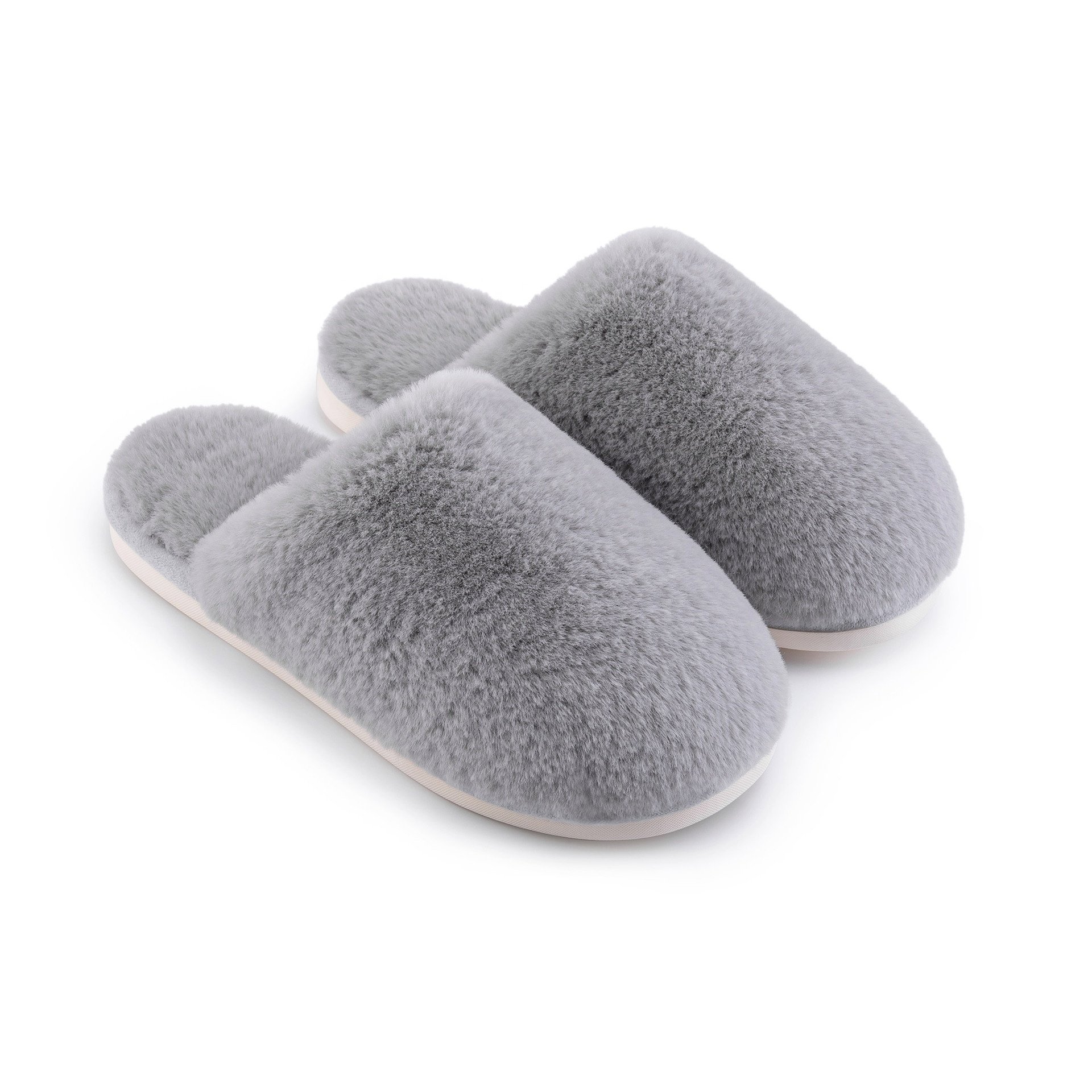 2024 Memory Foam Furry Faux Winter Fur Bedroom Cozy Slide Slippers For Men's