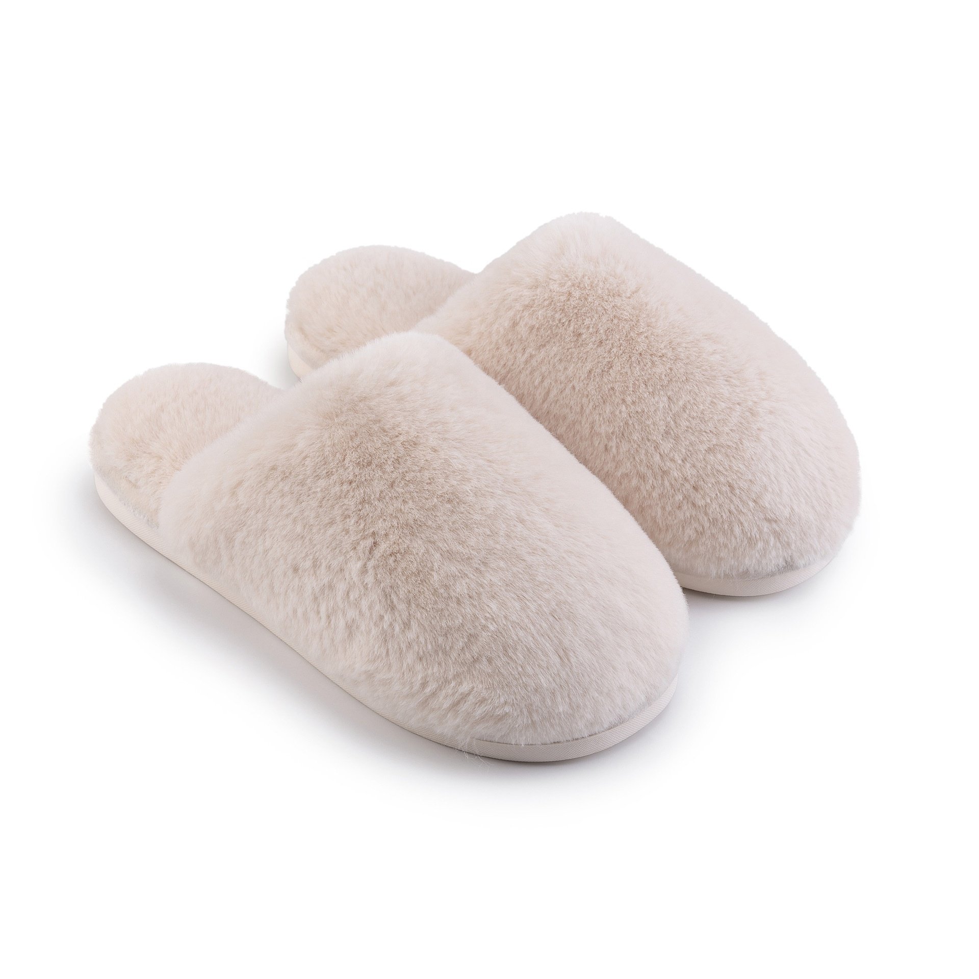 2024 Memory Foam Furry Faux Winter Fur Bedroom Cozy Slide Slippers For Men's