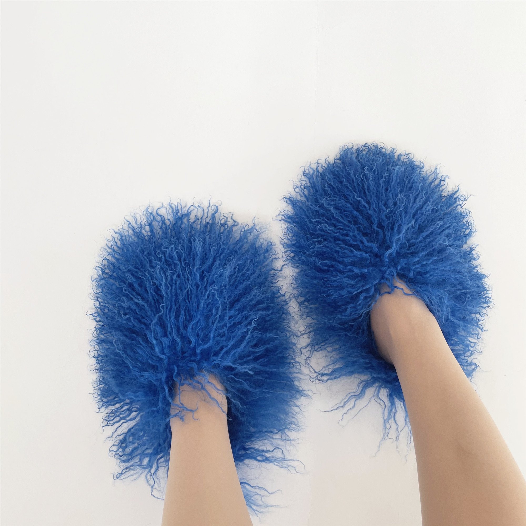Custom Logo Women slippers Mongolia Fur Shoes sheepskin Fashion Luxury slides for Ladies