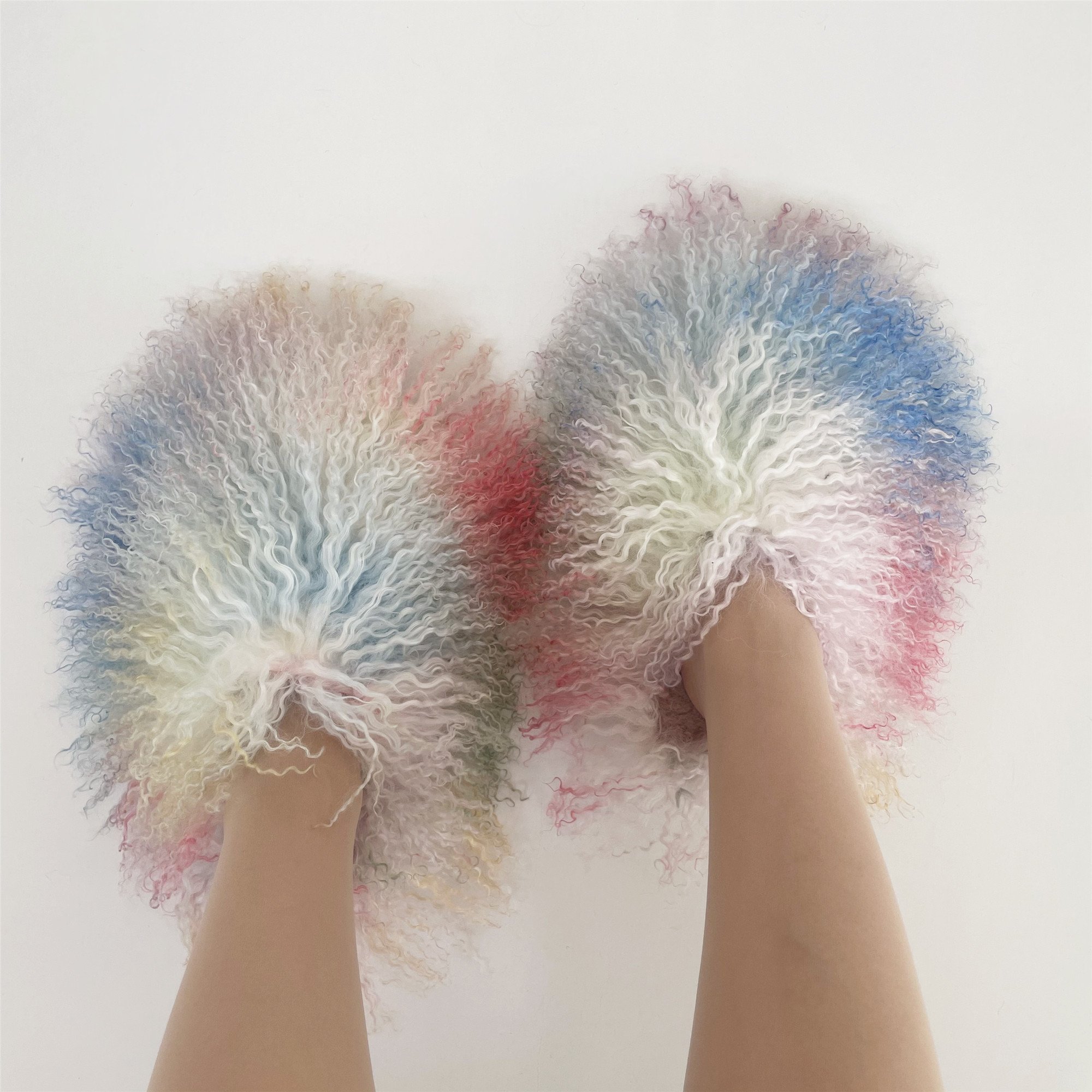 Custom Logo Women slippers Mongolia Fur Shoes sheepskin Fashion Luxury slides for Ladies