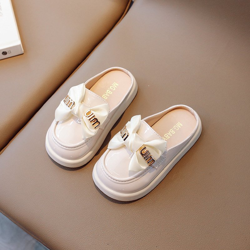 Girls' Slippers Outer Wear 2024 Summer New Style Big Boy Girls' Bow Princess Slippers All-match Children's Head-wrap Slippers