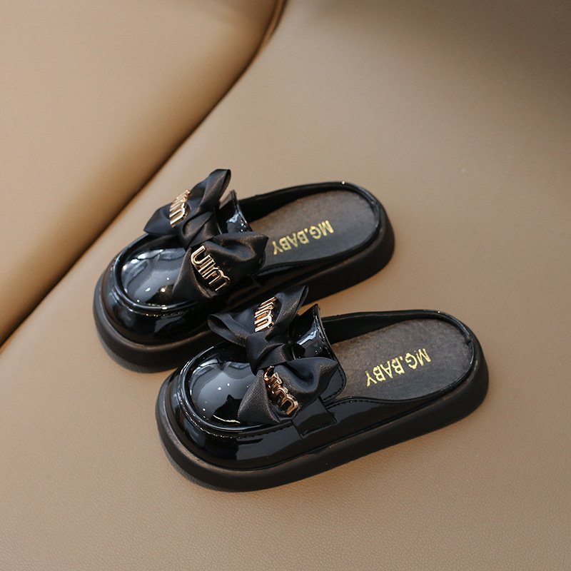Girls' Slippers Outer Wear 2024 Summer New Style Big Boy Girls' Bow Princess Slippers All-match Children's Head-wrap Slippers