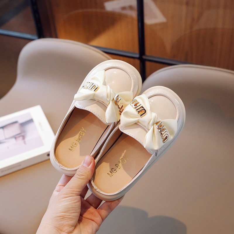 Girls' Slippers Outer Wear 2024 Summer New Style Big Boy Girls' Bow Princess Slippers All-match Children's Head-wrap Slippers