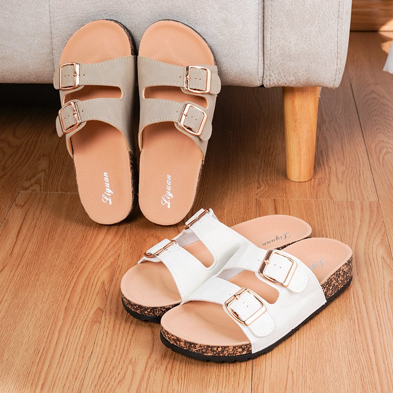 Customized high quality colorful printed slipper women cork slippers beach slides 2020 fashion ladies slipper and sandals