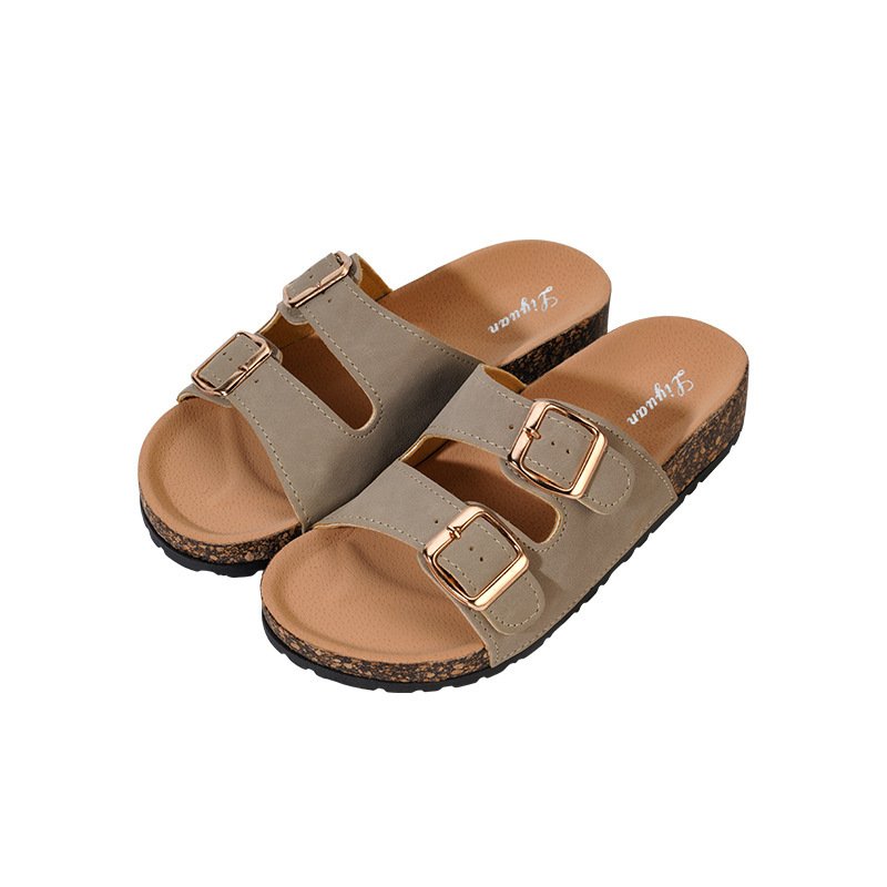 Customized high quality colorful printed slipper women cork slippers beach slides 2020 fashion ladies slipper and sandals