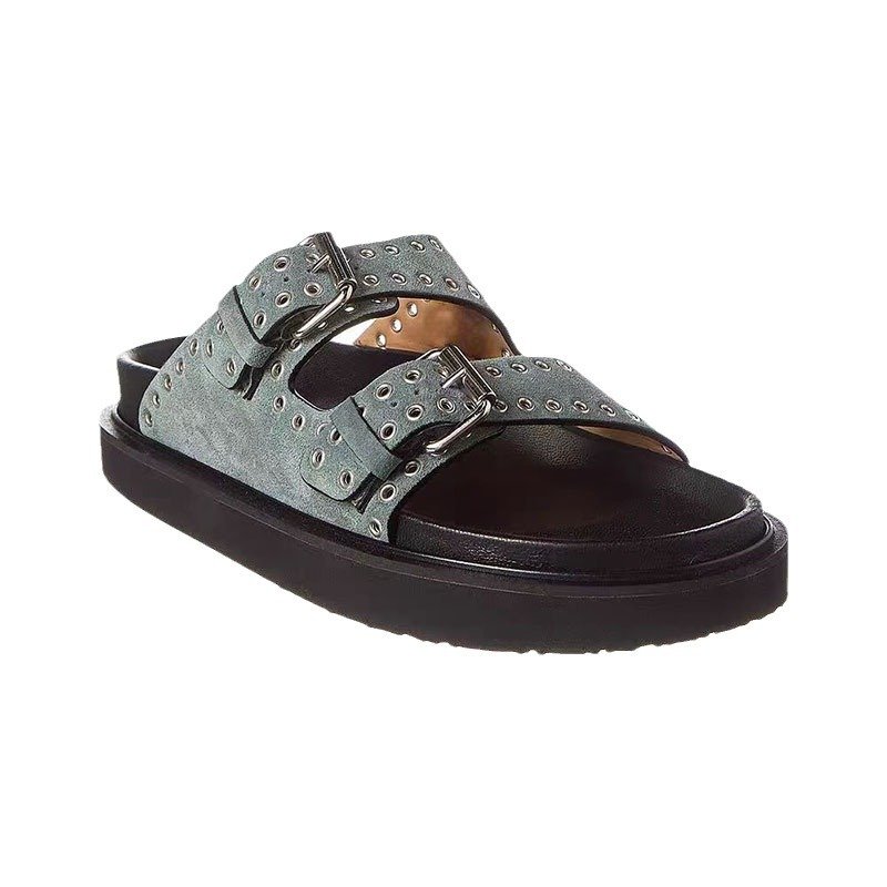 Wholesale Factory Buckle Decoration Flip Flops Wanita Shoes Slides Outdoor Summer Flat Sandals 2024 Women's Slippers