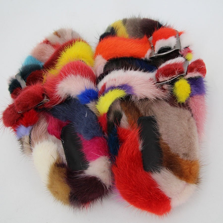 QIUCHEN OEM QC21001 High Quality Outdoor Real Mink Fur Slides For Women