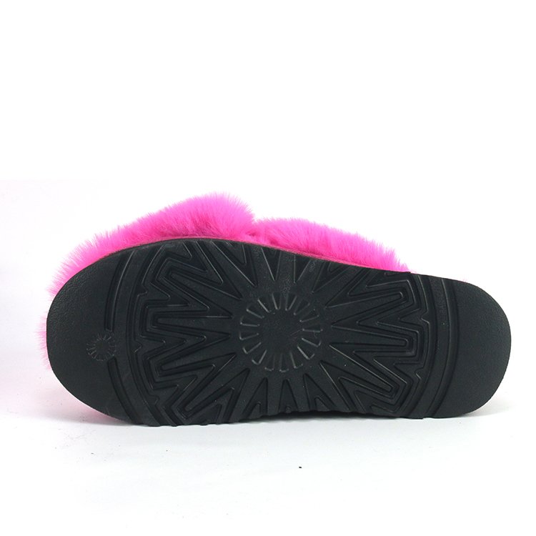 Custom New Arrival Cross Band Outdoor Platform Furry Custom Fluffy Women Fashion Fur Slippers for Women