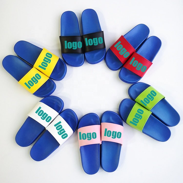 Slide-on Custom Logo Rubber Slippers Brand Fashion PVC Designers Low MOQ Slippers Swimming Pool Slides Soft sole Sandals