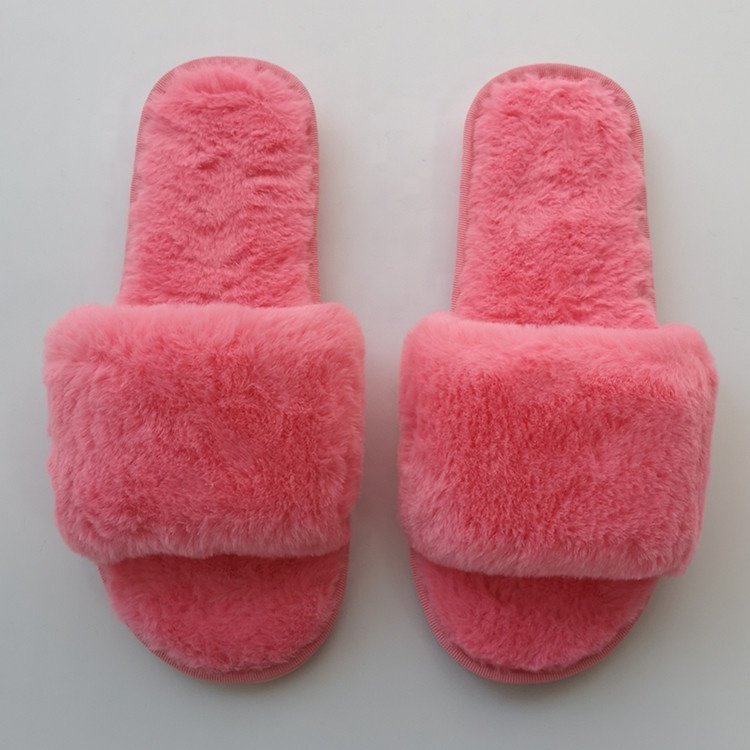 Faux Fur Solid Slipper Women Plush Floor Home Shoes Indoor Slides Flat Non-Slip Fluffy Furry Female