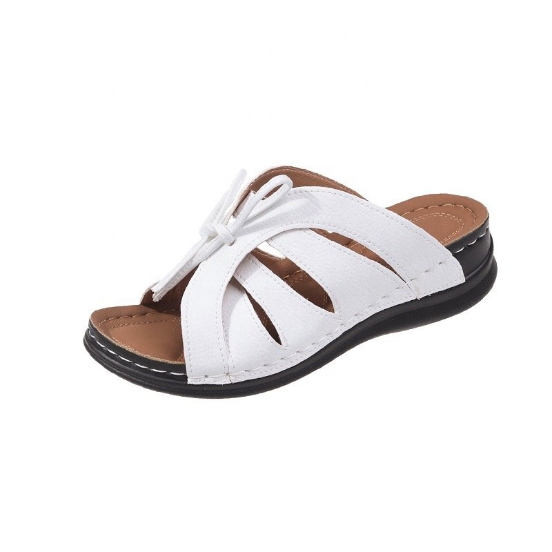Light Loafers Plus Size Shoes 2024 Stnm Sandals New Women's Wedge Heel Thick Bow Decorative Light Plus Size Sandals
