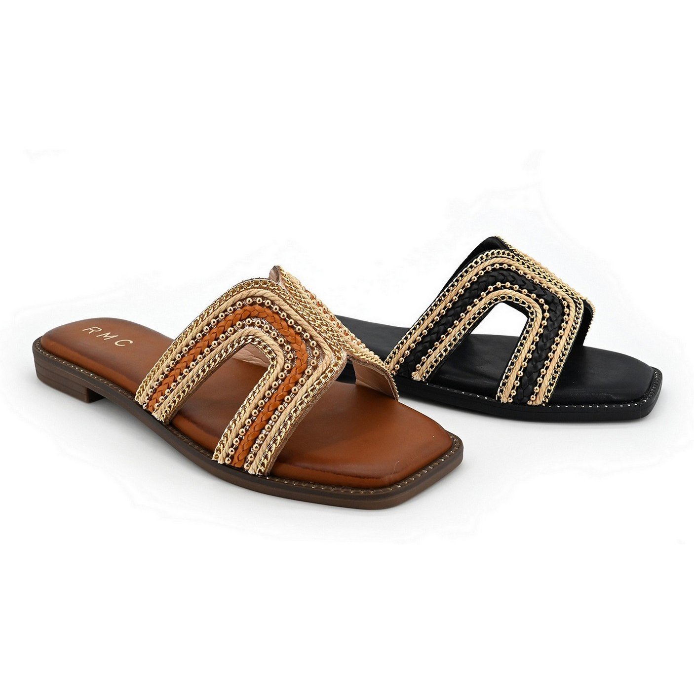 Wholesale Square Peep Toe Flat slides 2024 Light Slip On Daily Wear Women Slide Slippers zapatos de mujer