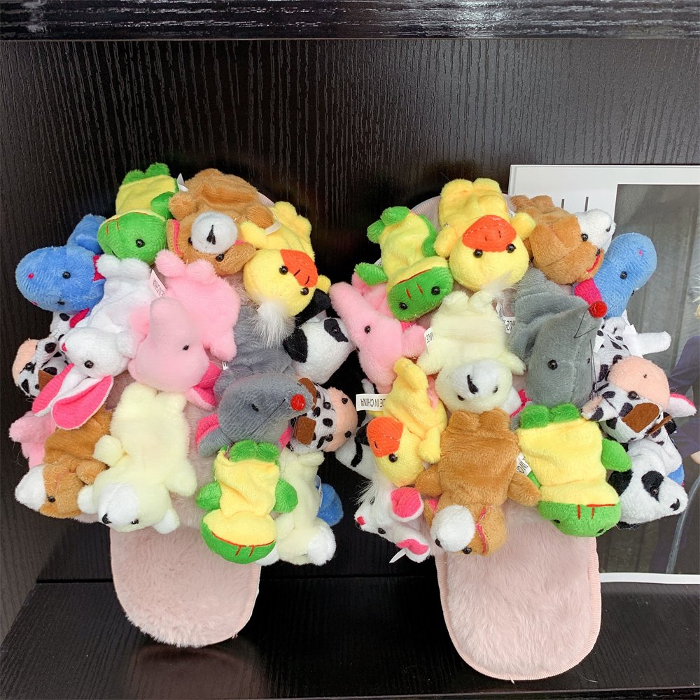Fashion Teddie Handmade Indoor Stuffed Animal Teddy Bear Slippers for Men Women Female Lady