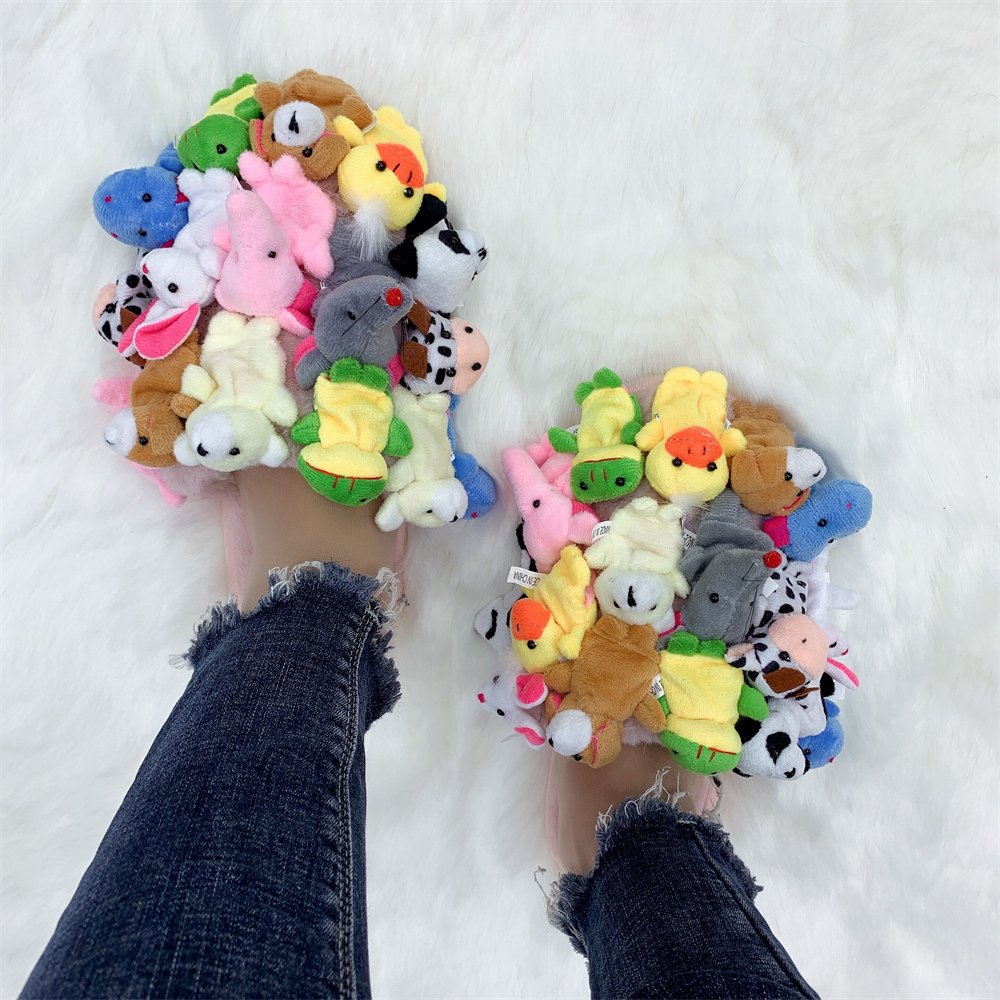 Fashion Teddie Handmade Indoor Stuffed Animal Teddy Bear Slippers for Men Women Female Lady