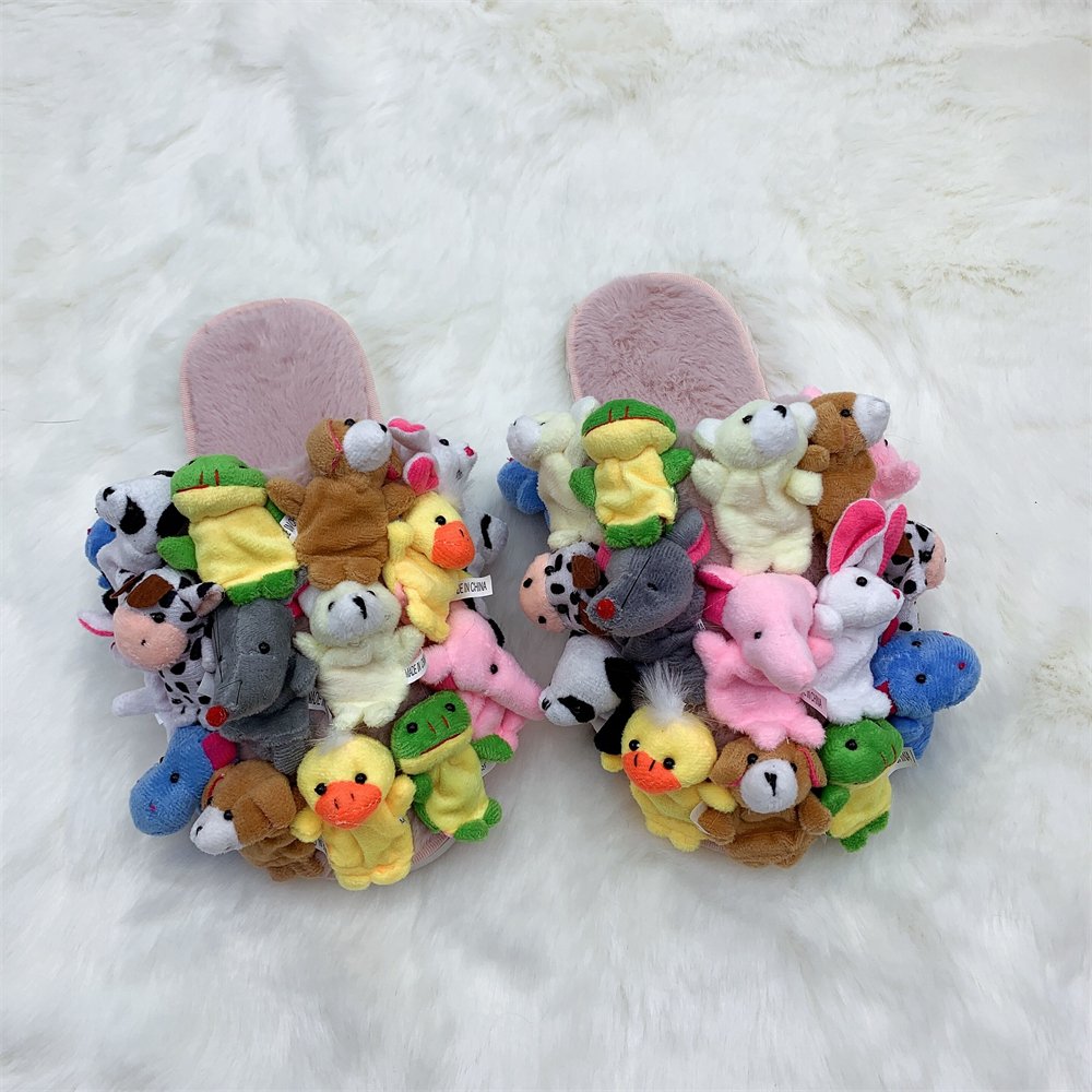 Fashion Teddie Handmade Indoor Stuffed Animal Teddy Bear Slippers for Men Women Female Lady