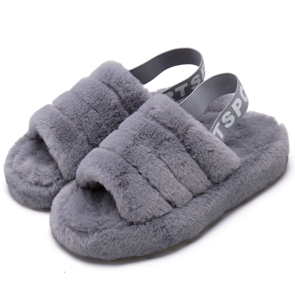 Lady Fluff Yeah Slide Slipper The slope heel straps loose straps out to wear open toes leopard print slippers