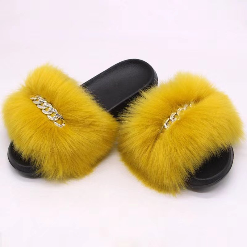 Factory direct wholesale women's slippers fashion fur slippers faux fur slippers