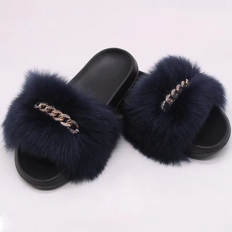 Factory direct wholesale women's slippers fashion fur slippers faux fur slippers