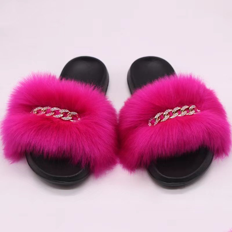 Factory direct wholesale women's slippers fashion fur slippers faux fur slippers
